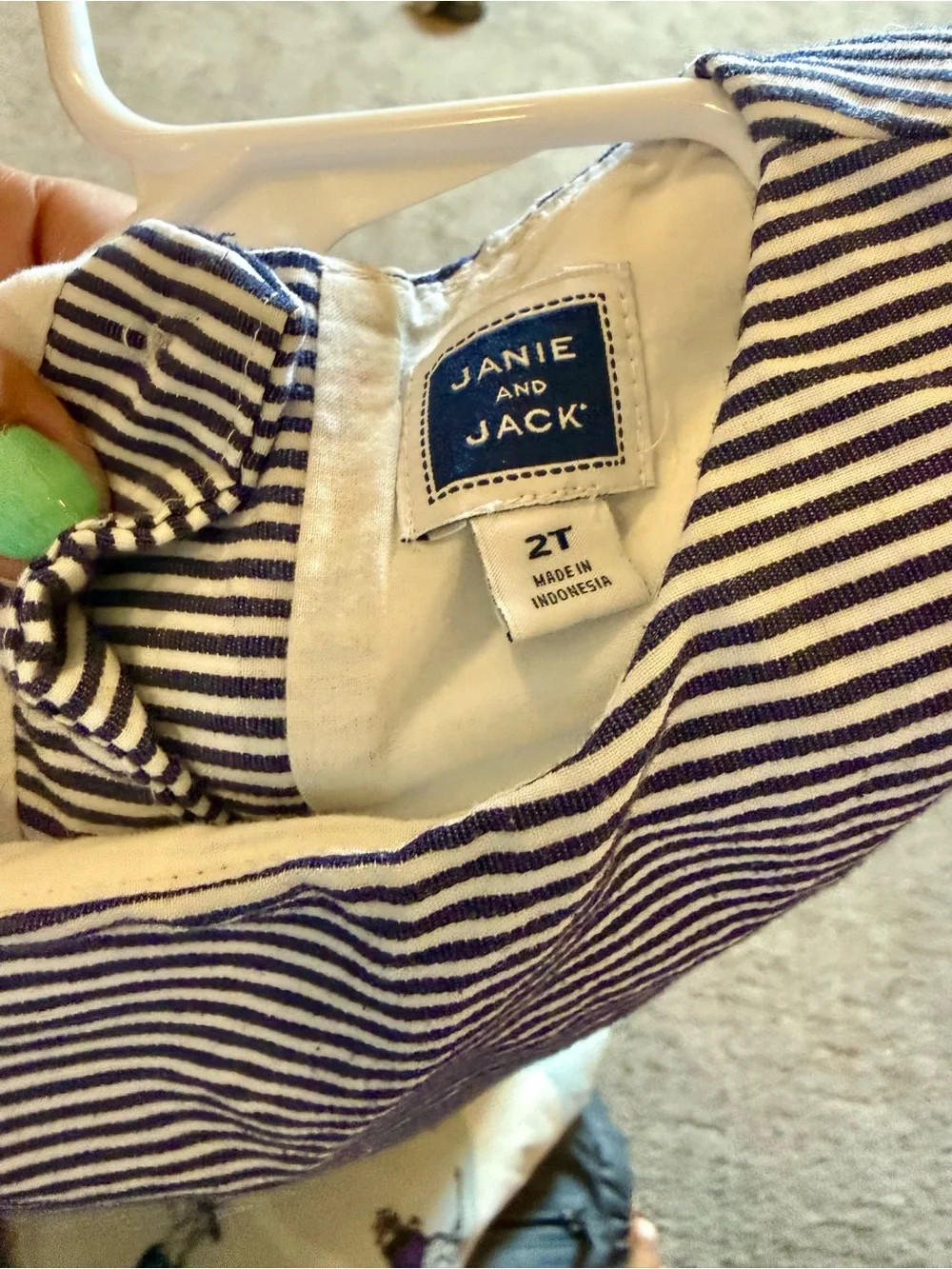 Janie and Jack Navy & White Striped Dress